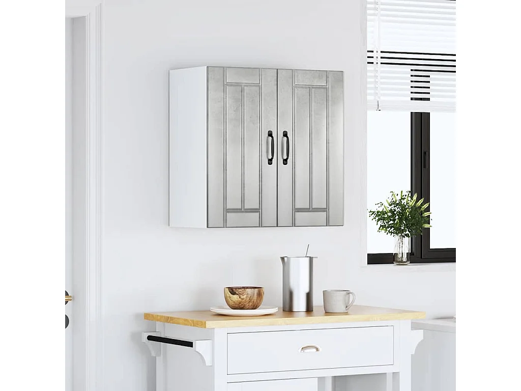 Armoire murale de cuisine gris béton bois ingénierie