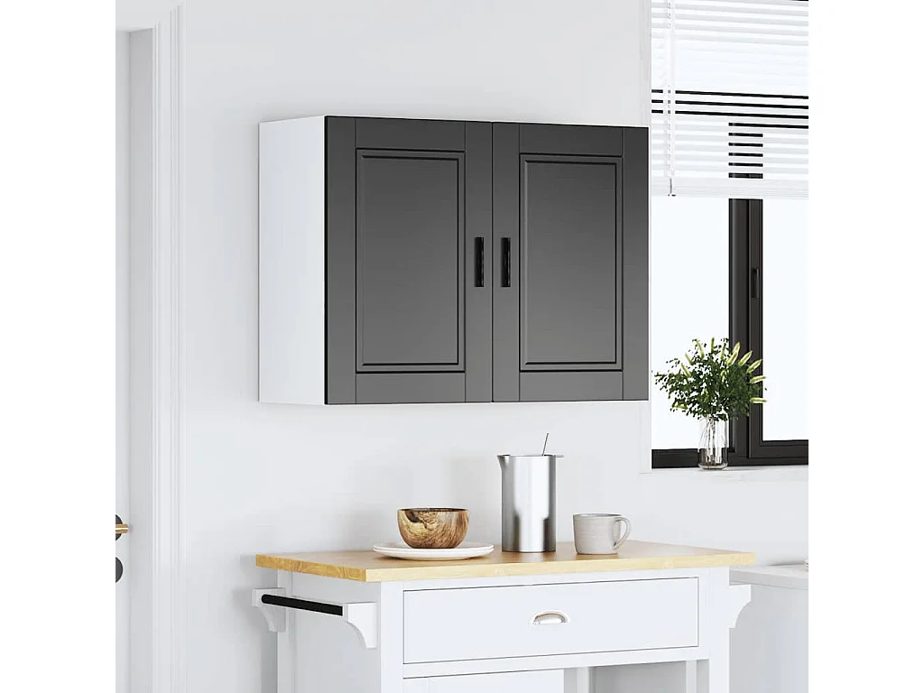 Armoire murale de cuisine noir bois d'ingénierie