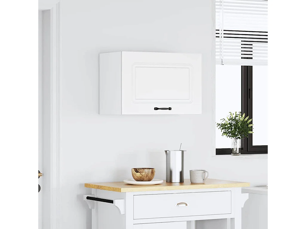 Kalmar witte keukenwandkast van bewerkt hout