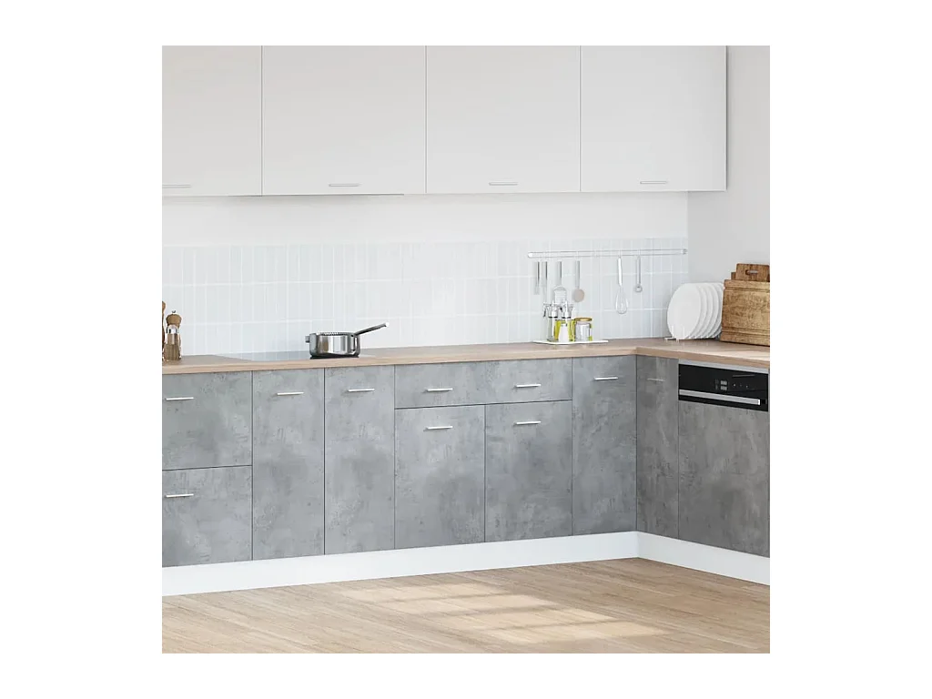 Mobiletto da terra con cassetti grigio cemento 80x46x81,5 cm