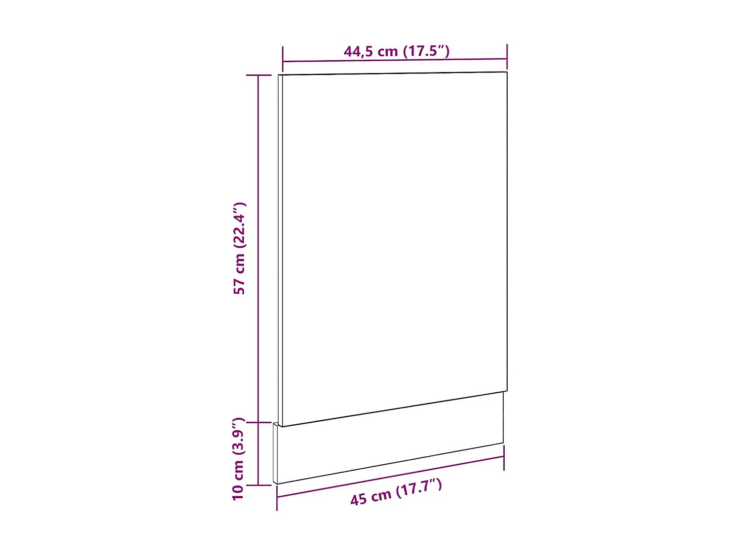 Panneau de lave-vaisselle vieux bois 45x3x67 cm