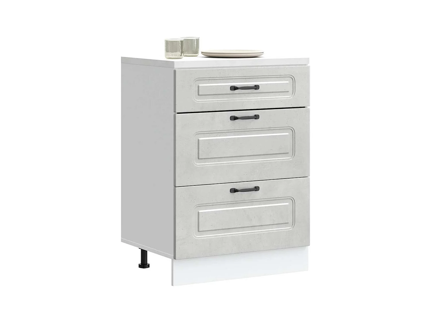 Armoire de cuisine gris béton bois d'ingénierie