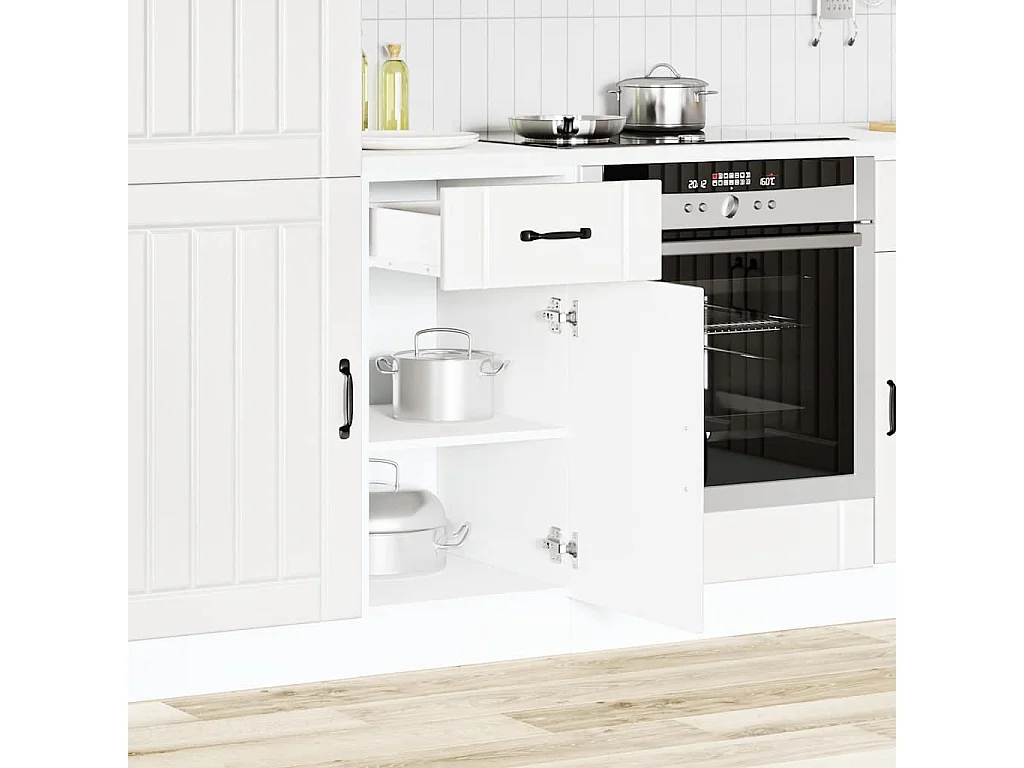 Gabinete de cocina de madera de ingeniería blanca Lucca