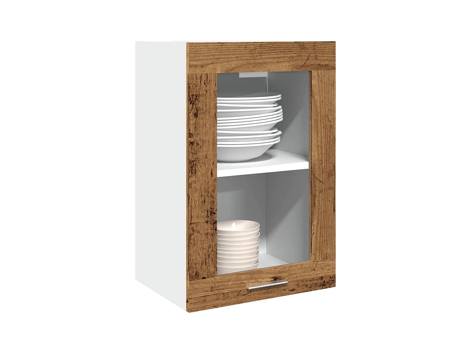 Armoire en verre suspendue vieux bois 40x31x60 cm
