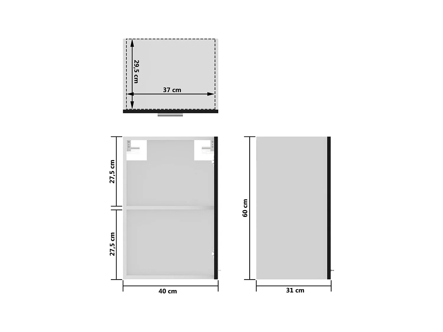 Zwarte hangkast 40x31x60 cm