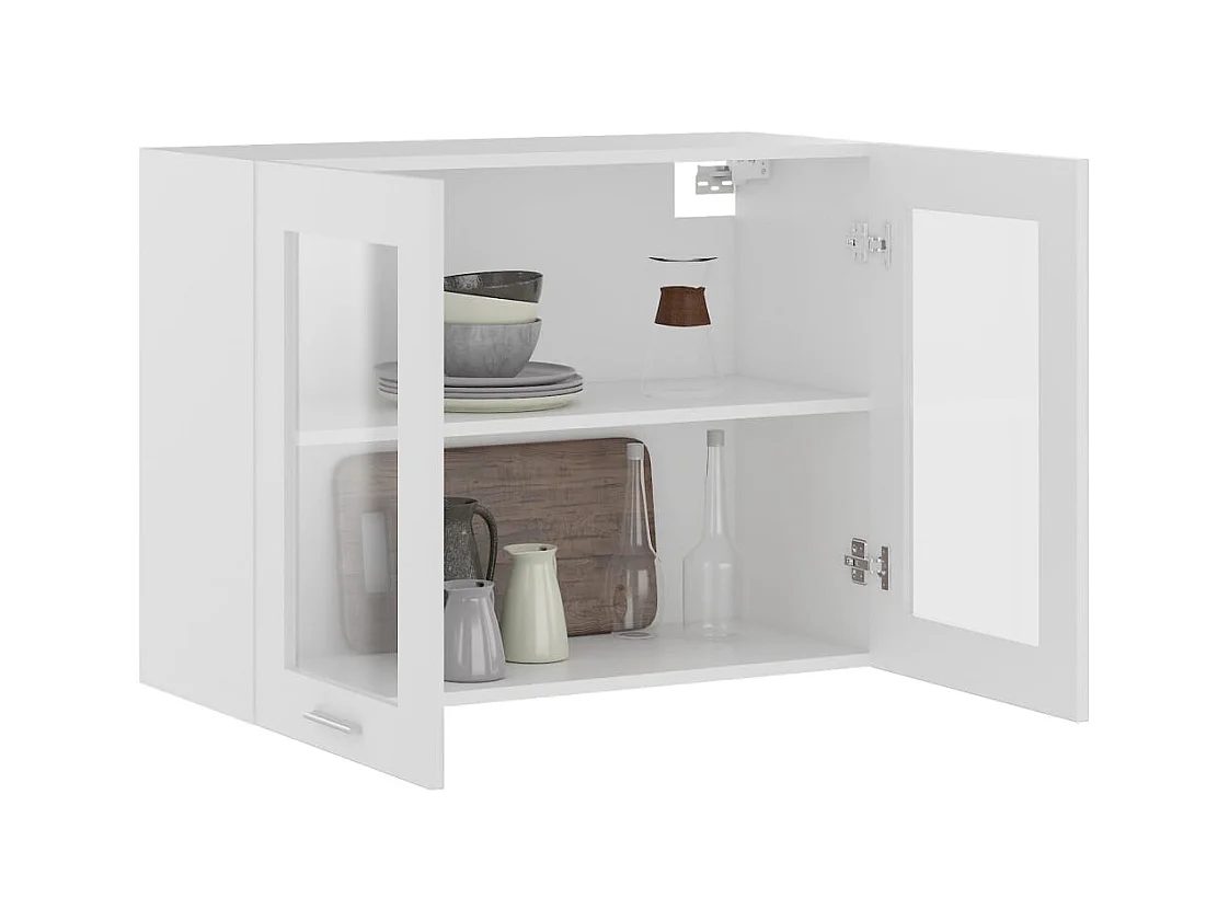 Witte hangende glazen kast 80x31x60 cm