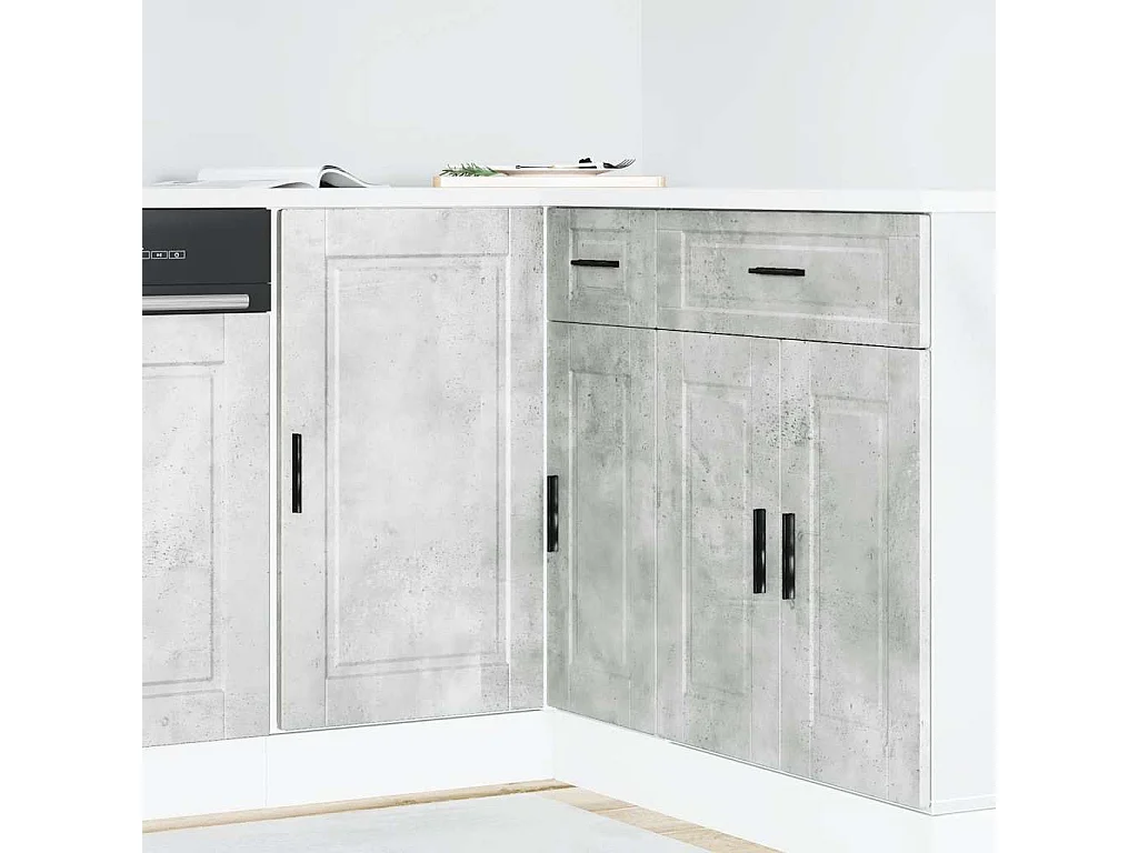 Armoire de cuisine gris béton bois d'ingénierie