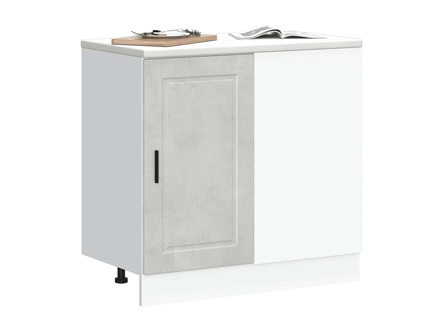 Armoire de cuisine gris béton bois d'ingénierie