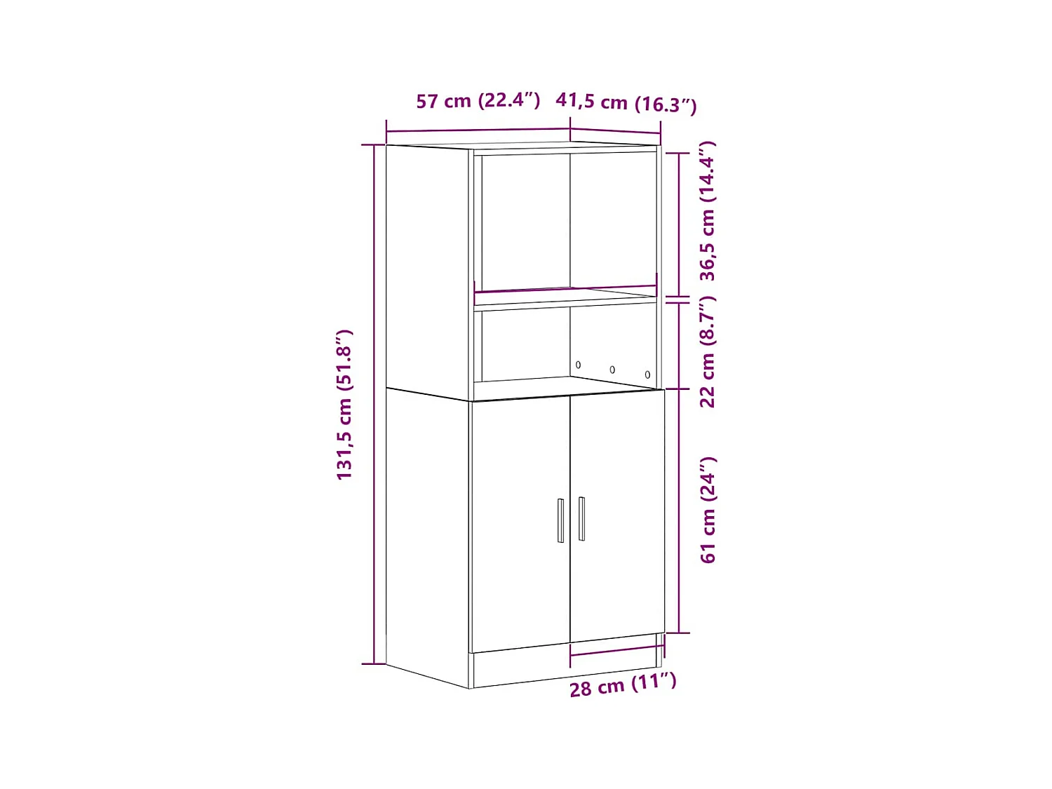 Mobile da cucina in rovere Sonoma 57x41,5x131,5 cm in legno ingegnerizzato