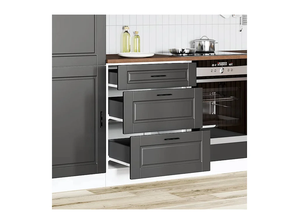 Mobile da cucina in legno ingegnerizzato nero Porto