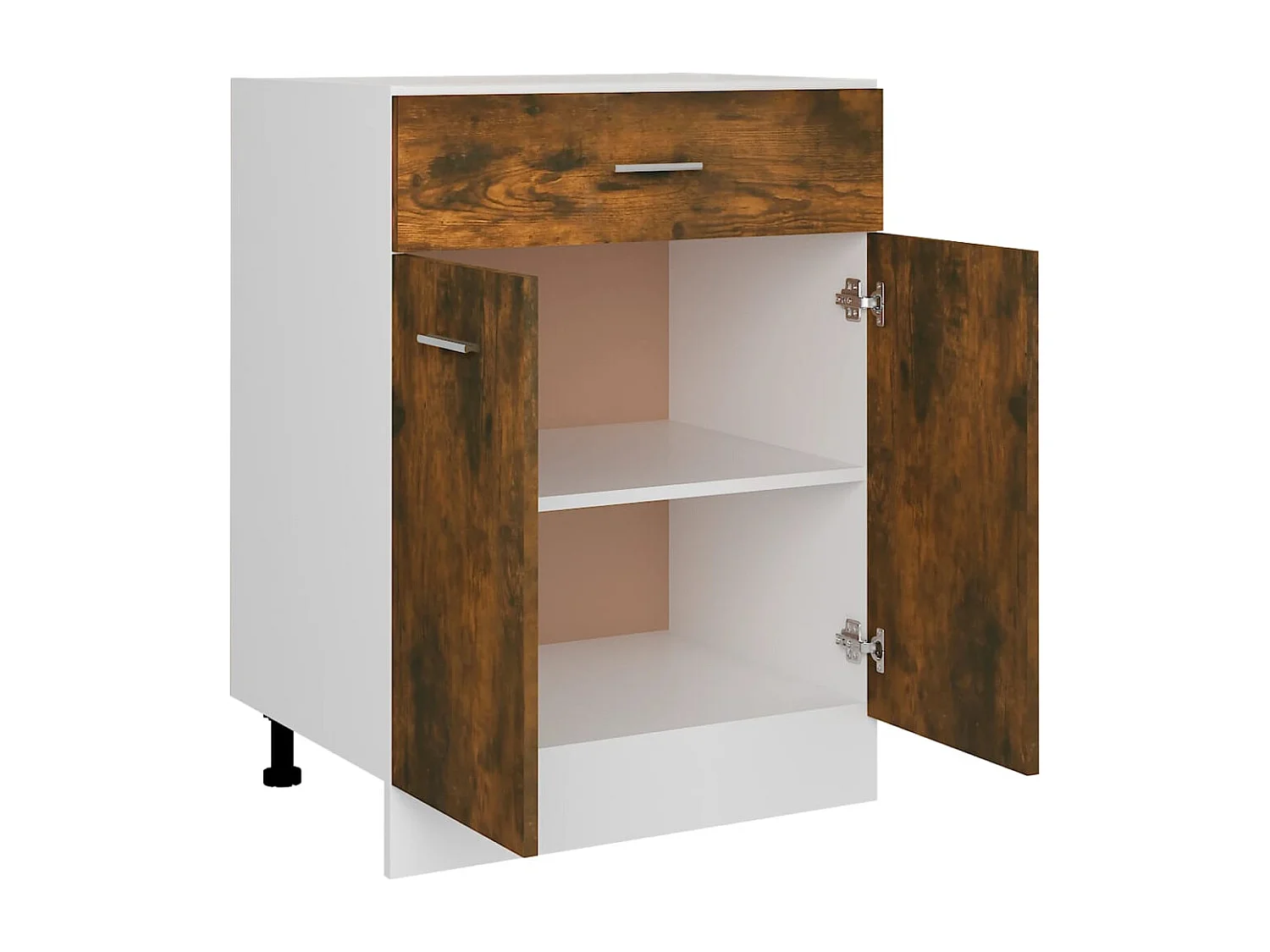 Mobiletto da terra con cassetto, rovere affumicato, 60x46x81,5 cm