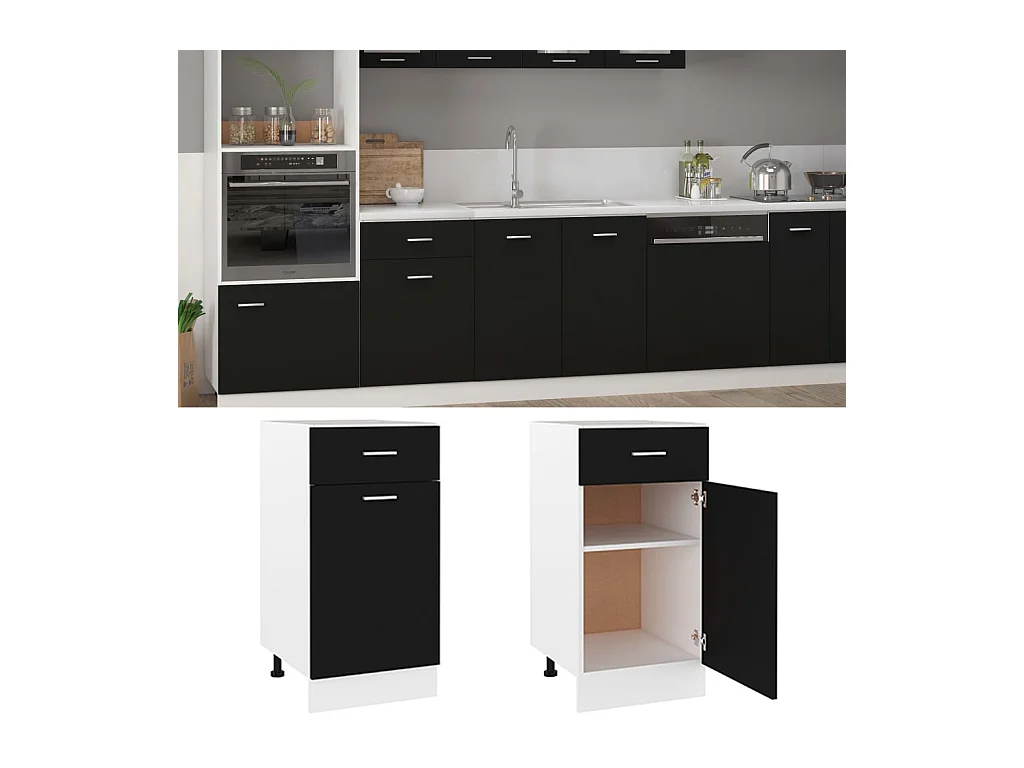 Armoire de plancher à tiroir Noir 40x46x81,5 cm