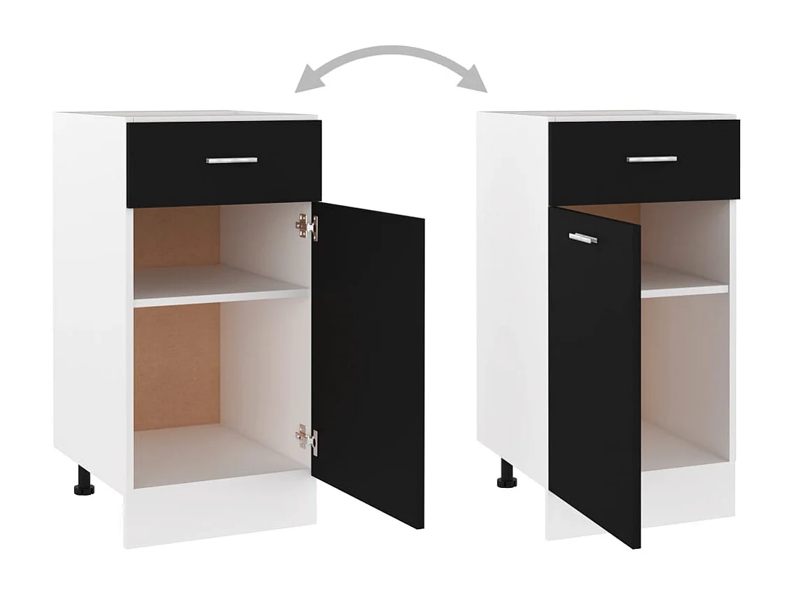 Mueble de suelo con cajones negros, 40 x 46 x 81,5 cm