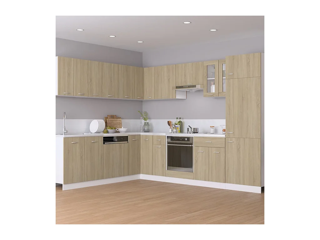 Mobiletto angolare da pavimento in rovere Sonoma