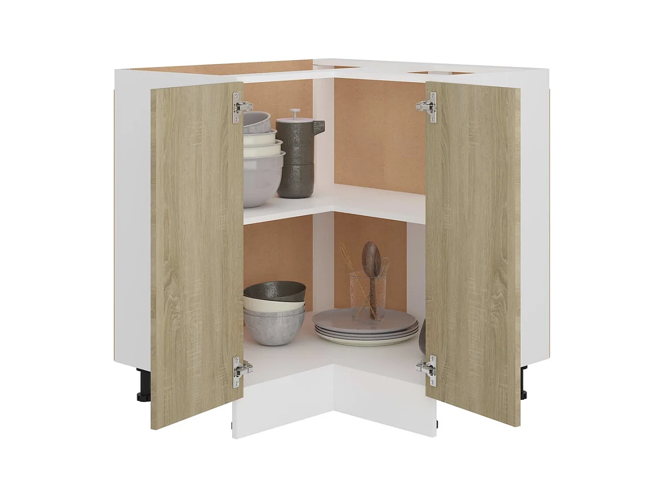 Mobiletto angolare da pavimento in rovere Sonoma