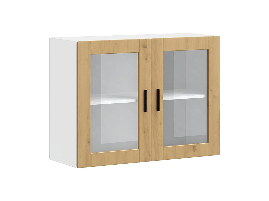 Mobile da cucina a muro con anta in vetro realizzata a mano in rovere Porto