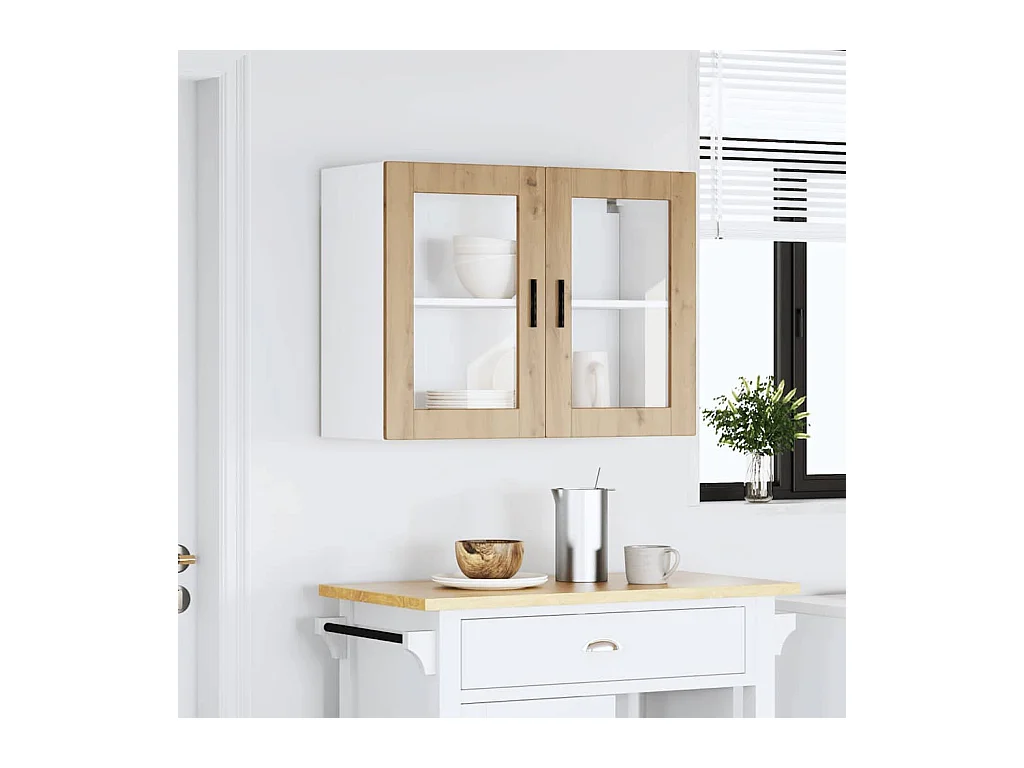 Mobile da cucina a muro con anta in vetro realizzata a mano in rovere Porto