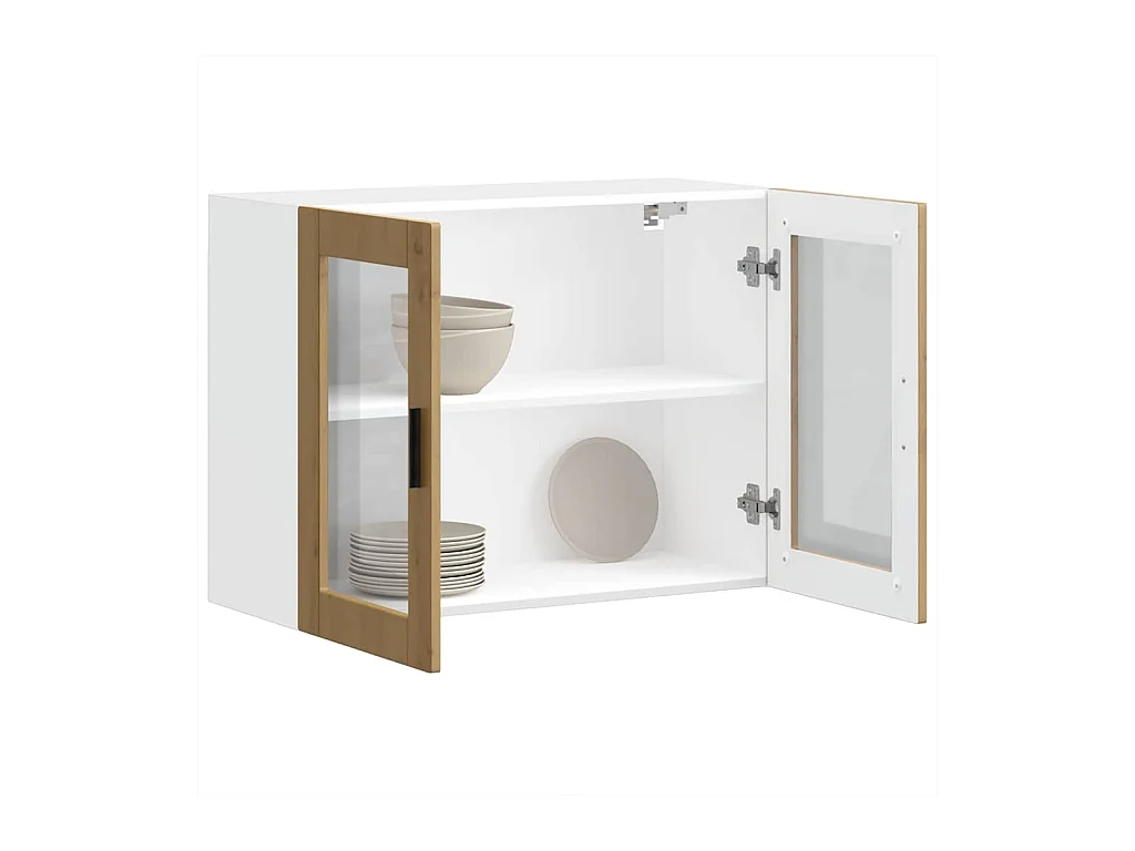 Mobile da cucina a muro con anta in vetro realizzata a mano in rovere Porto