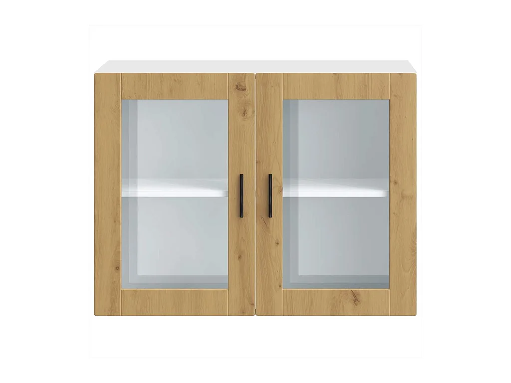 Mobile da cucina a muro con anta in vetro realizzata a mano in rovere Porto