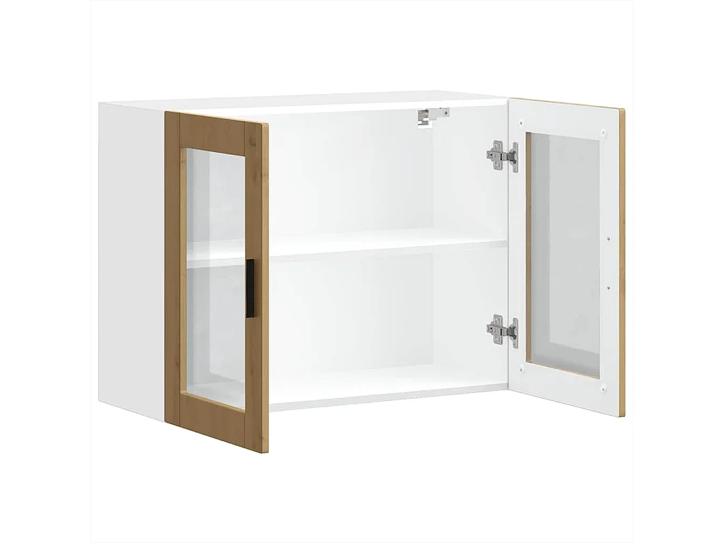 Armoire murale de cuisine porte en verre chêne artisanal