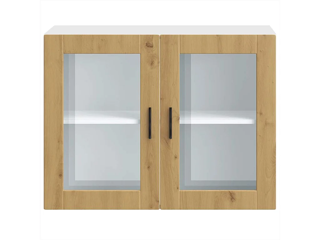 Armoire murale de cuisine porte en verre chêne artisanal