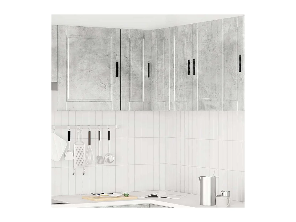 Armoire d'angle murale de cuisine gris béton