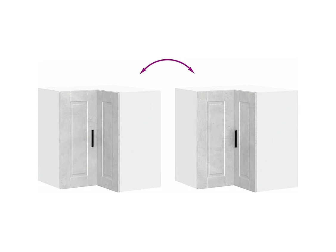 Armoire d'angle murale de cuisine gris béton