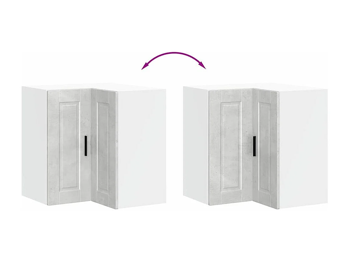 Armoire d'angle murale de cuisine gris béton