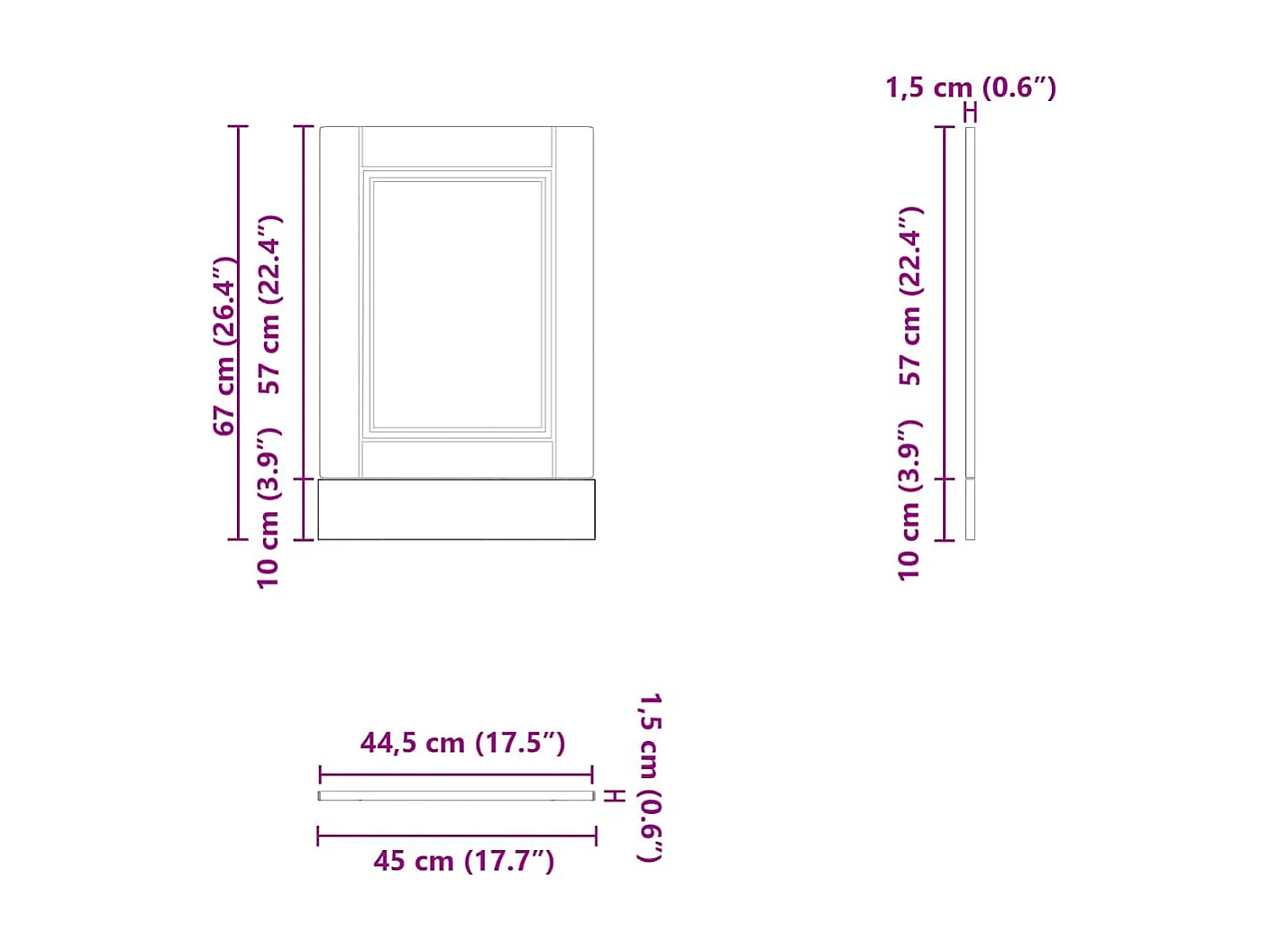 Pannello lavastoviglie bianco 45x1,5x67 cm