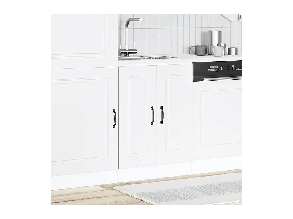 Meuble bas pour évier blanc 60x46x81,5cm bois ingénierie