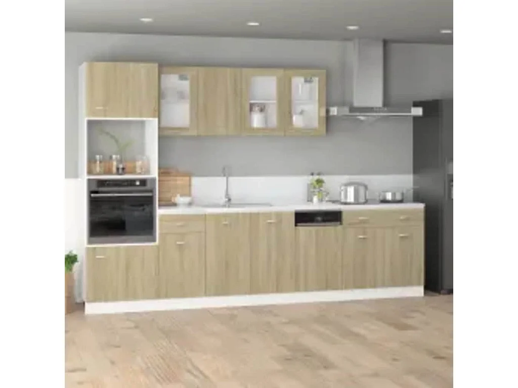 Mueble microondas roble Sonoma 60x57x207 cm