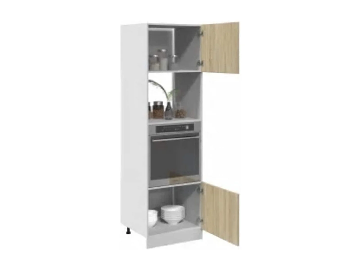 Mueble microondas roble Sonoma 60x57x207 cm