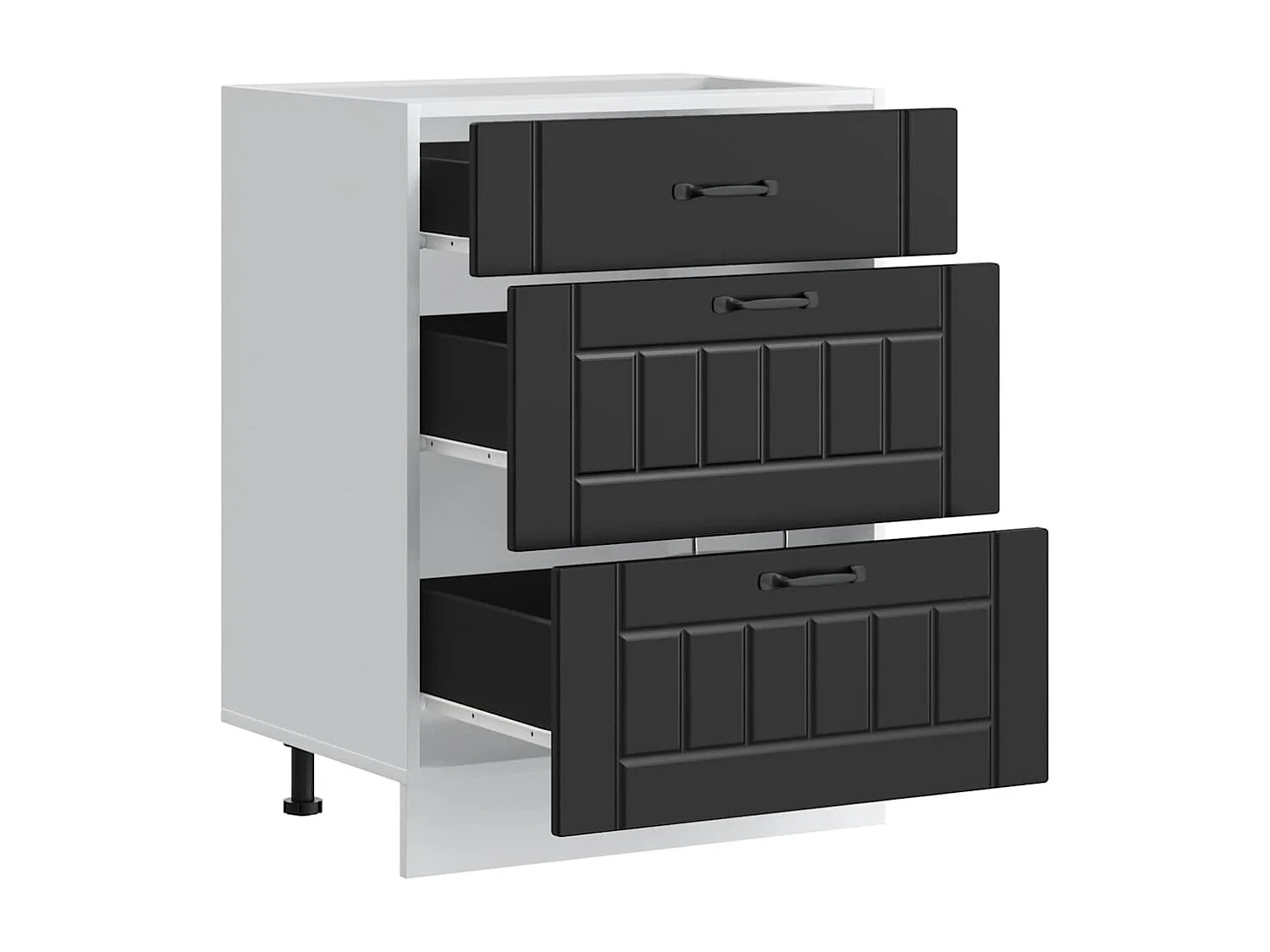 zwarte keukenkast van bewerkt hout