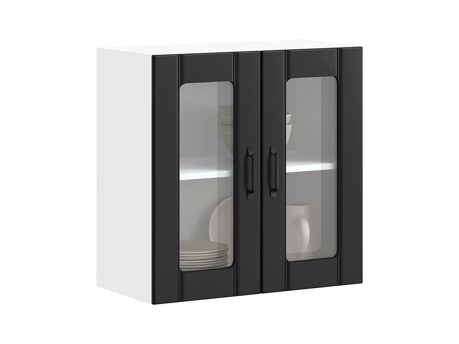 Armoire murale de cuisine avec porte en verre noir