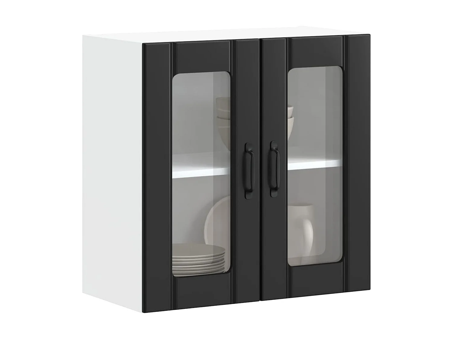 Armoire murale de cuisine avec porte en verre noir