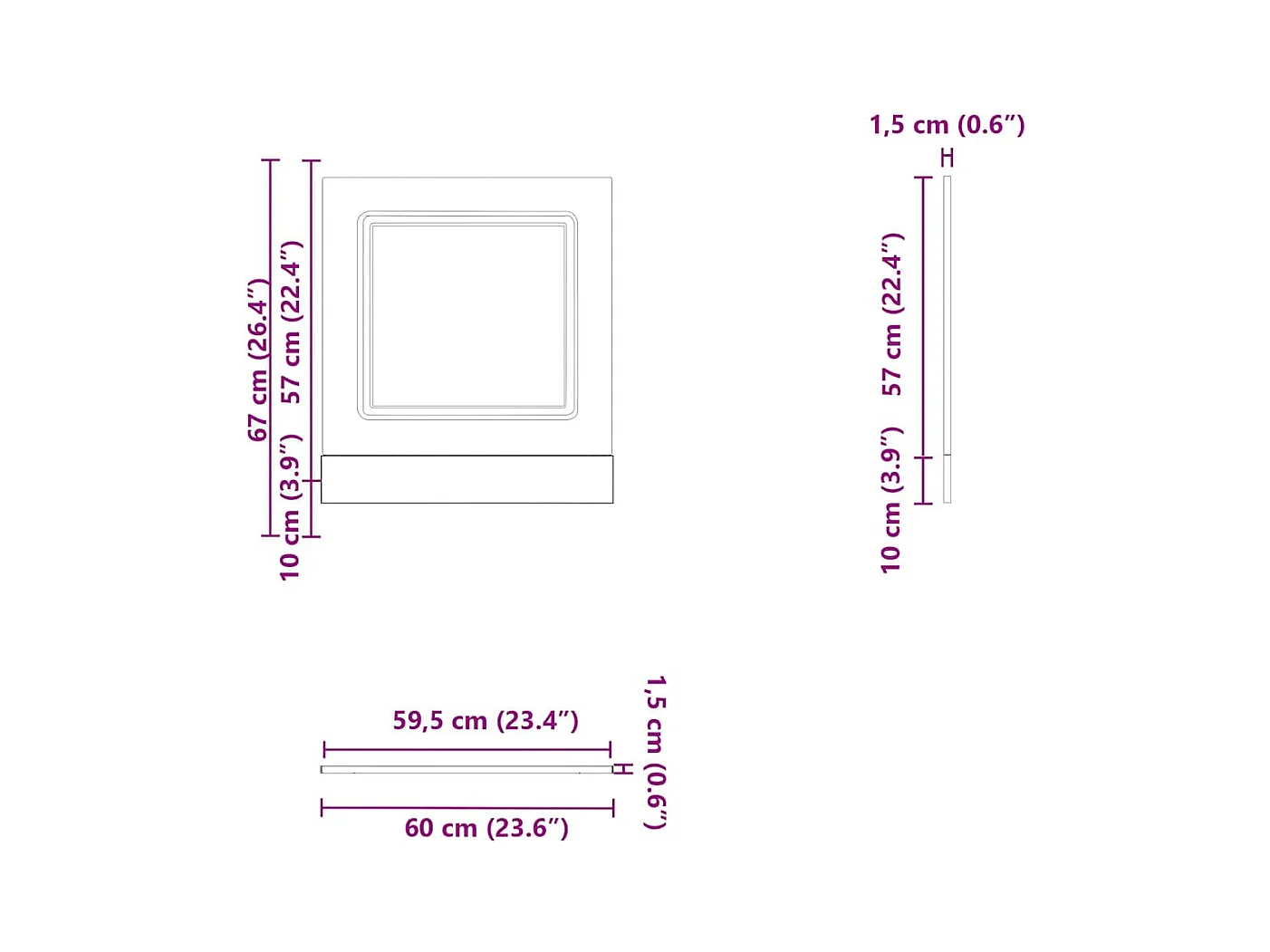 Kalmar Geschirrspülerblende schwarz 60x1,5x67 cm