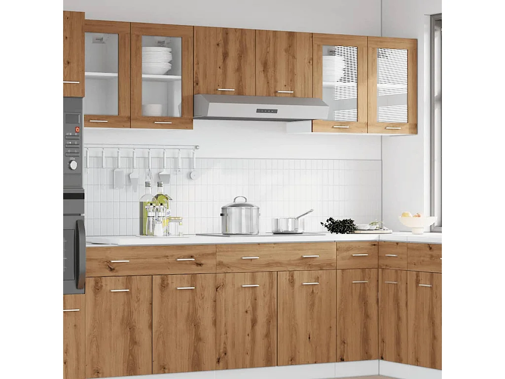 Vetrina sospesa "Lyon", in rovere lavorato a mano, 40x31x60 cm