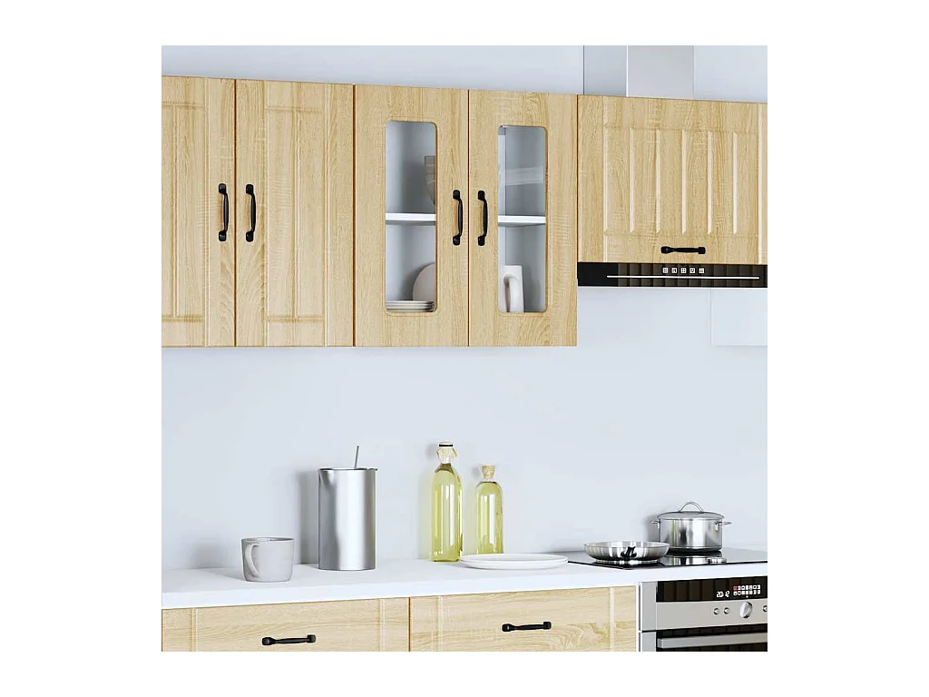 Pensile da cucina Sonoma Oak con anta in vetro