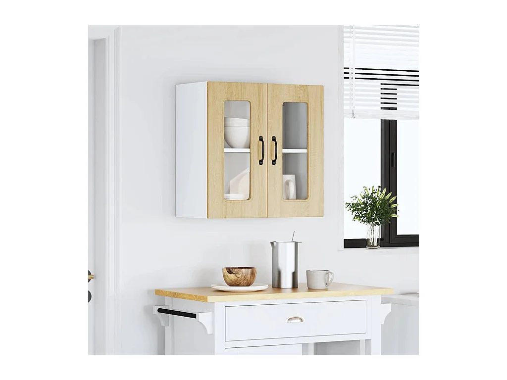 Pensile da cucina Sonoma Oak con anta in vetro