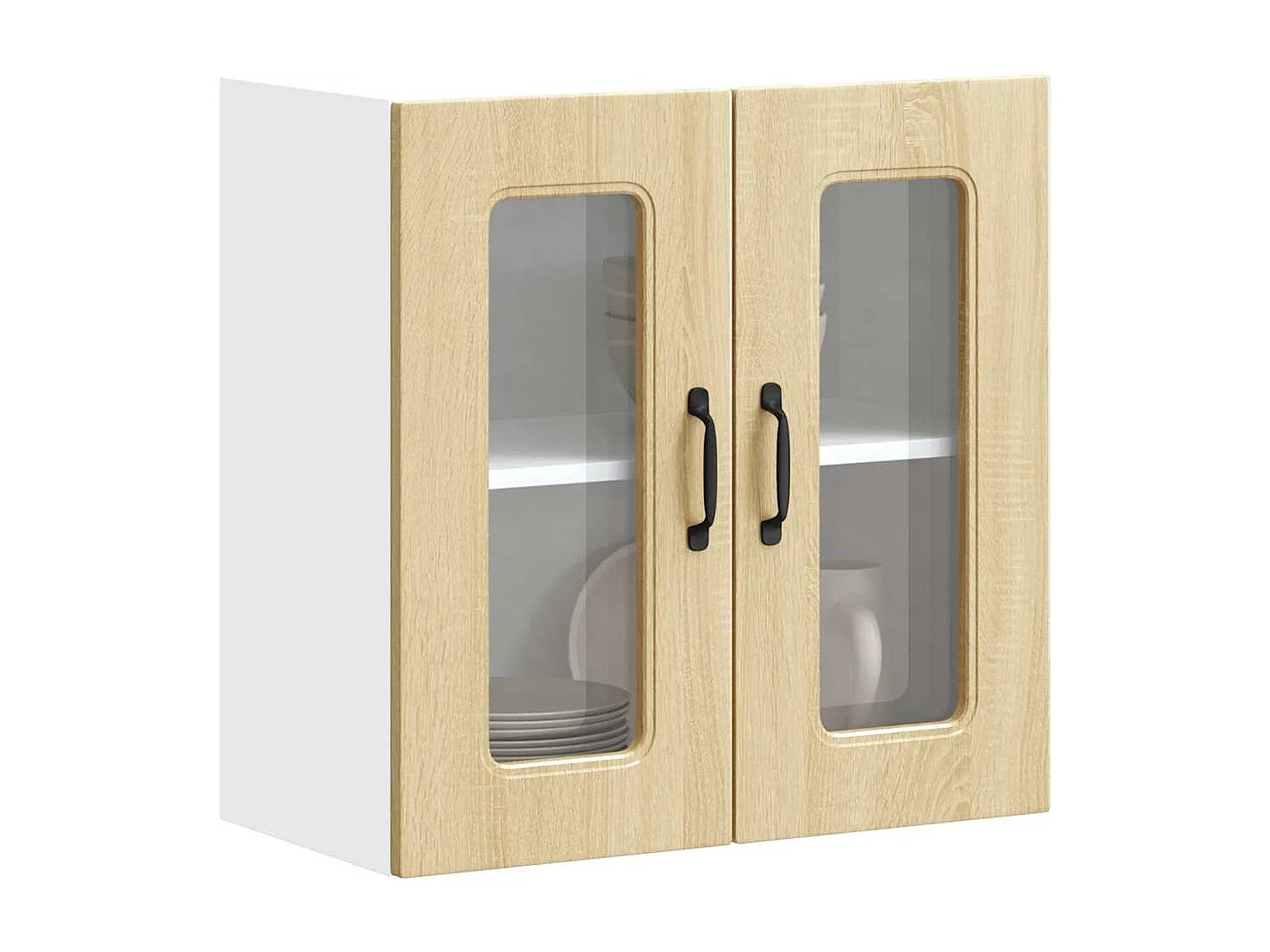 Armoire murale de cuisine et porte en verre chêne sonoma