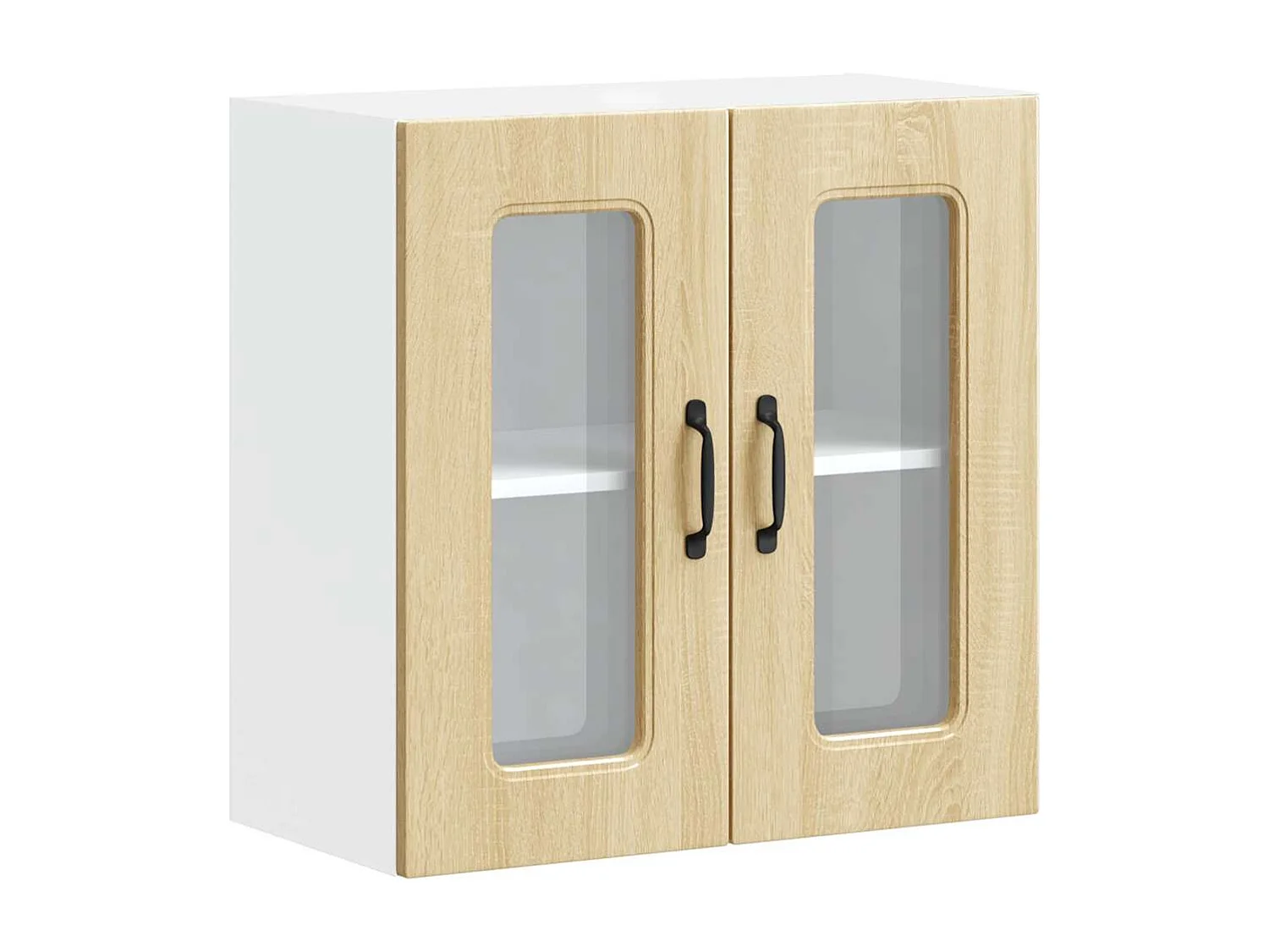 Armoire murale de cuisine et porte en verre chêne sonoma