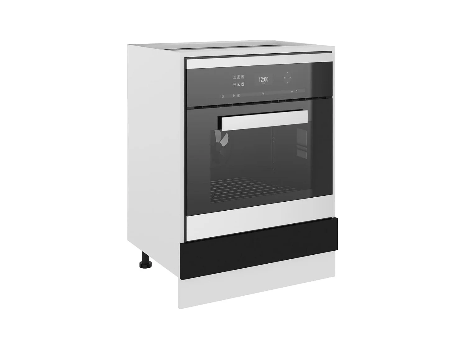 Lyon Zwarte Ovenkast 60x46x81,5 cm Bewerkt Hout