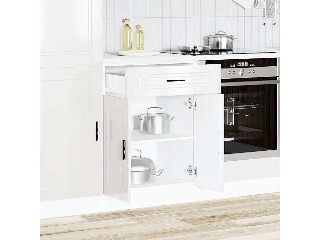 Mueble de cocina de madera de ingeniería blanco brillante