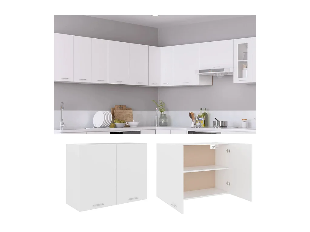 Witte hangkast 80x31x60 cm bewerkt hout