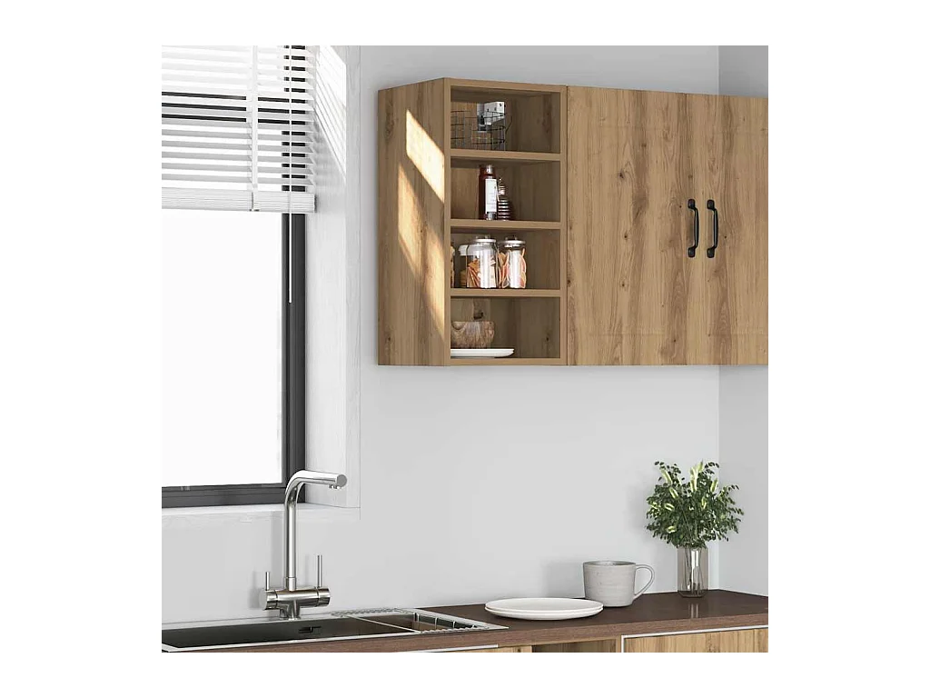 Mobile pensile "Riga", rovere lavorato a mano, 30x29,5x60 cm