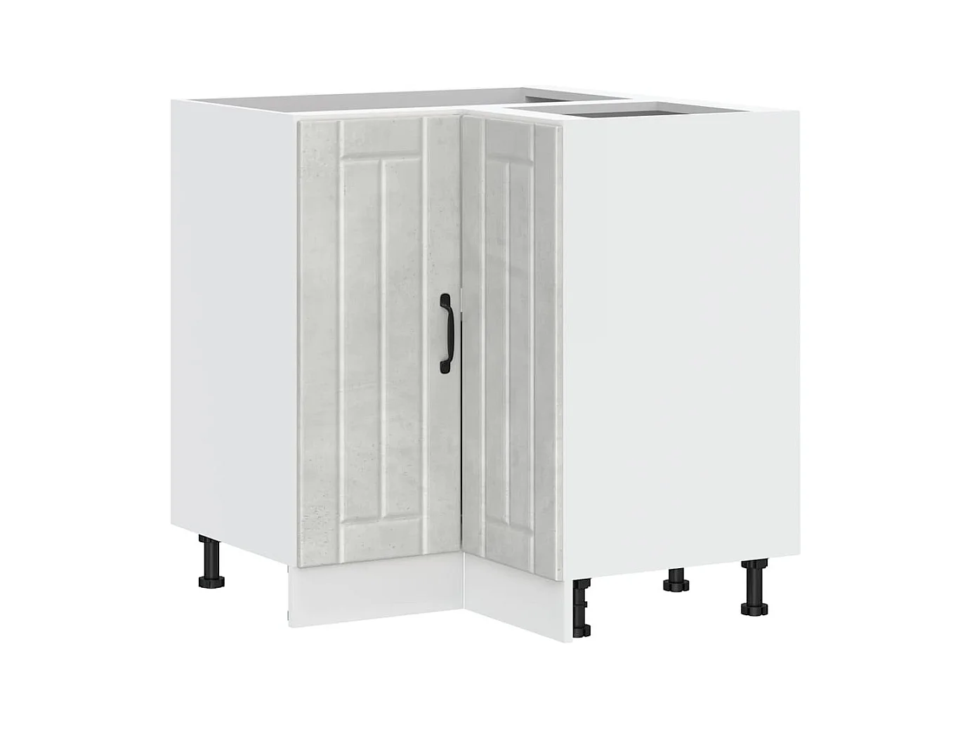 Armoire d'angle de cuisine gris béton bois d'ingénierie