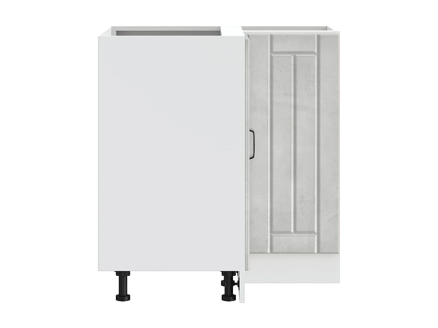 betongrijs bewerkte houten keukenhoekkast