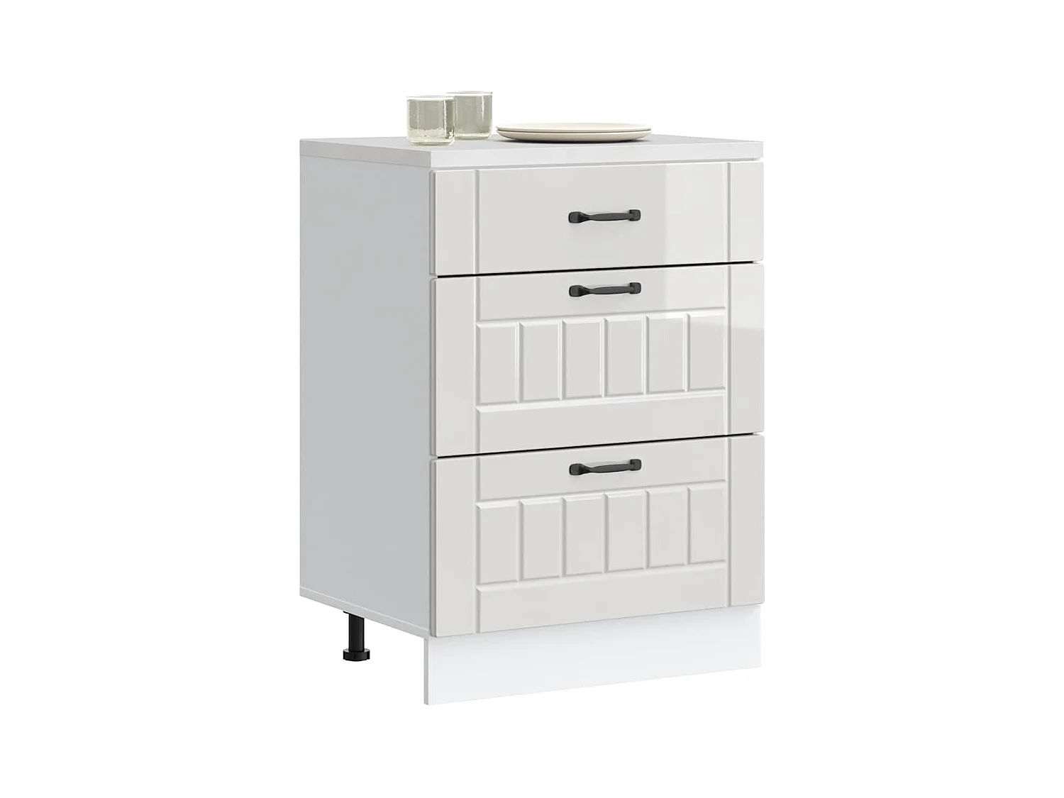 Armoire de cuisine blanc brillant bois ingénierie