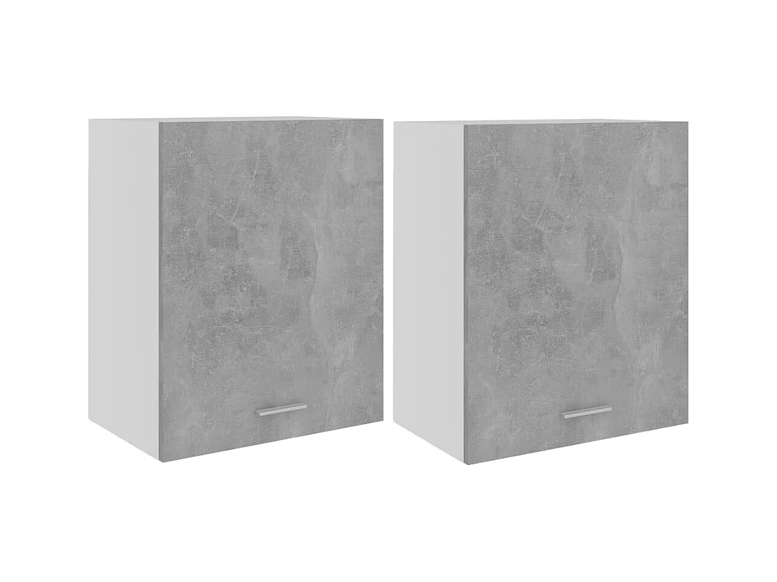 Armoires suspendue "Lyon"s 2 pcs Gris béton Bois d’ingénierie