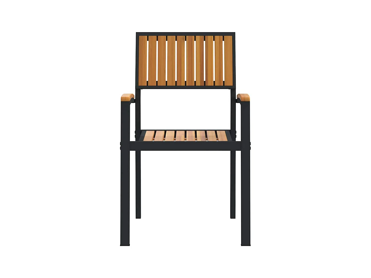 Chaises d'extérieur 2 pcs En bois massif d'acacia et métal empilables noires